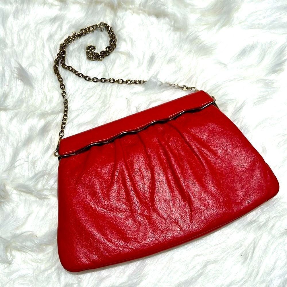 Etra Vintage Red Leather Clutch B94‎